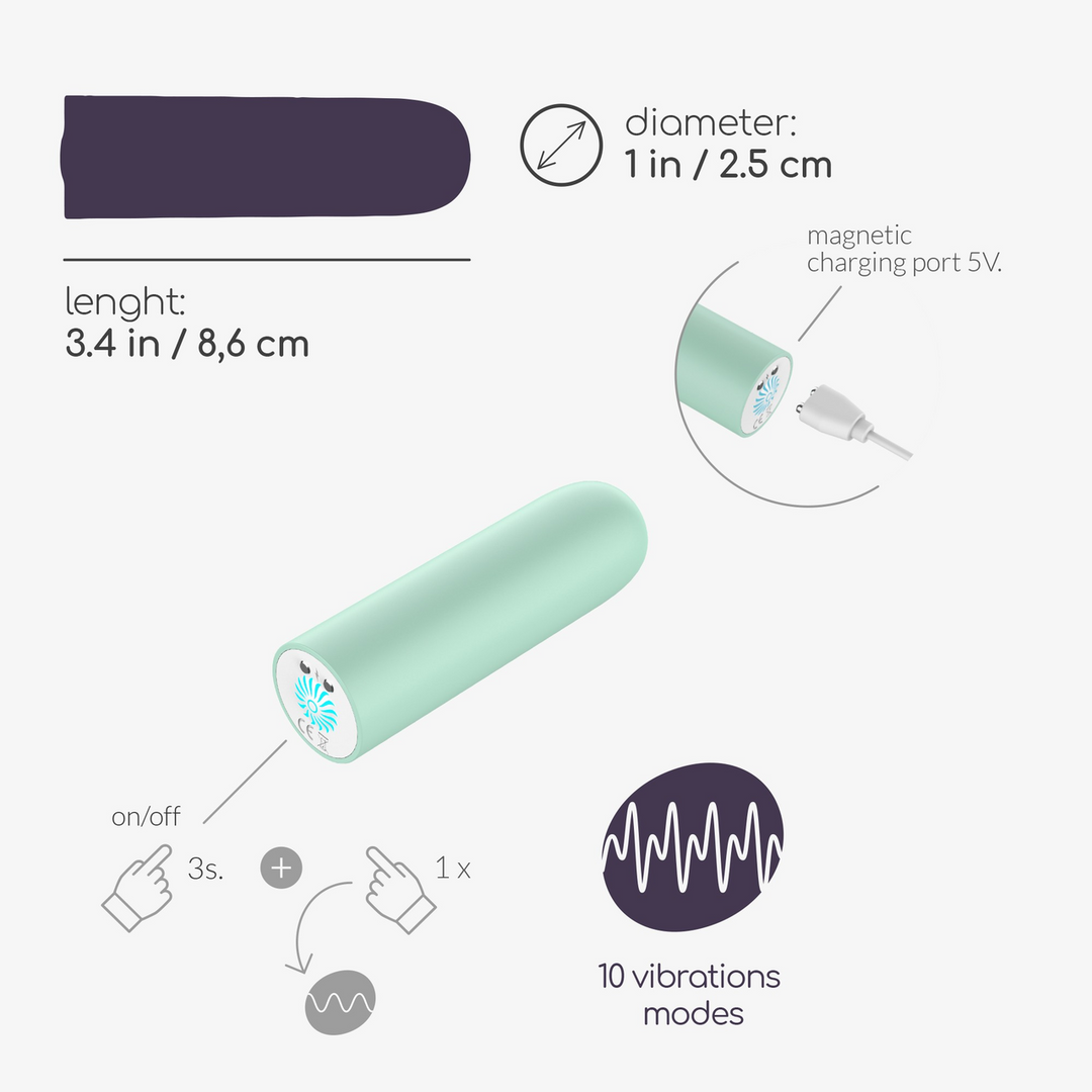 Quackers - USB Rechargeable Vibrating Bullet - Mint Green