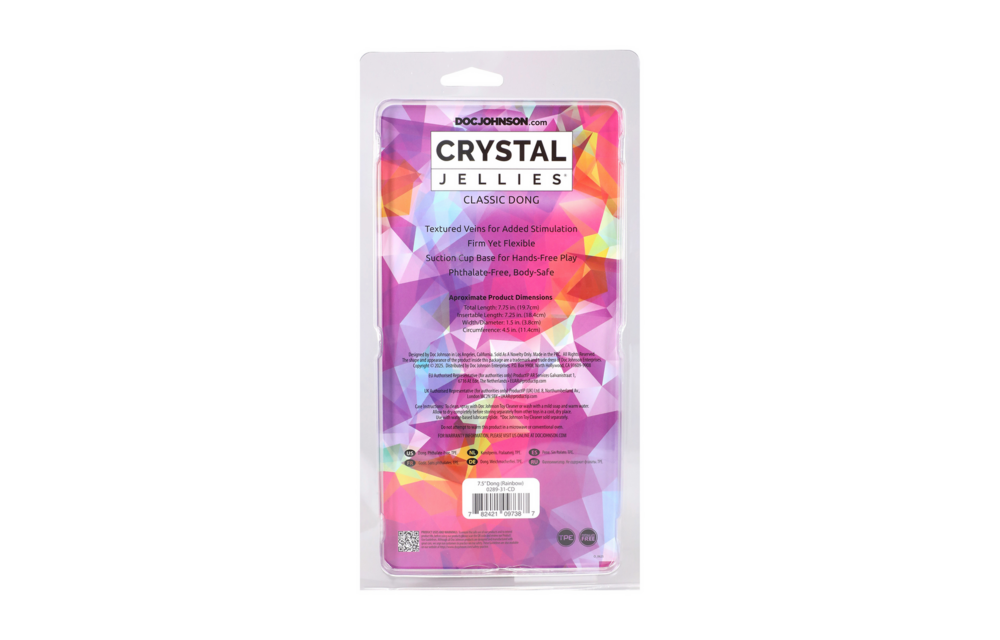 Classic Dong 7,5 cm Regenboog - 19,6 cm Flexibele Dildo