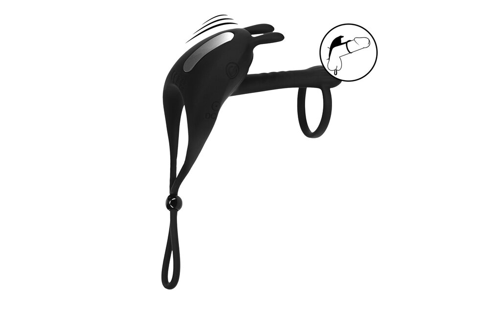 Adjustable Bunny Vibrating Silicone Cock Ring – LEVELZ Black