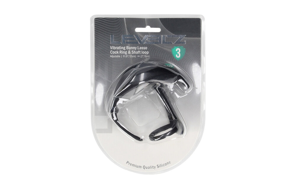 Verstellbarer vibrierender Silikon-Cockring „Bunny” – LEVELZ Schwarz