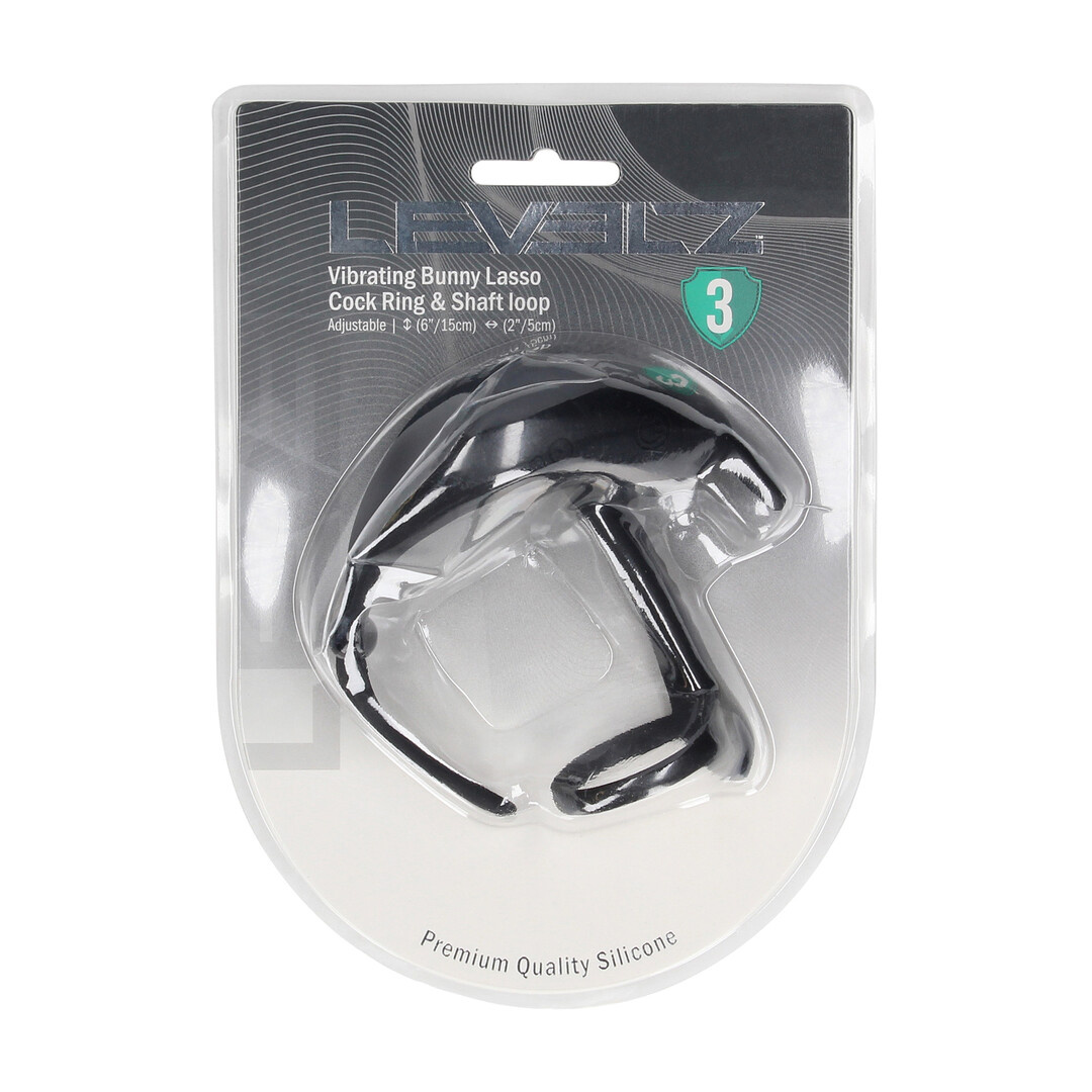 Verstellbarer vibrierender Silikon-Cockring „Bunny” – LEVELZ Schwarz