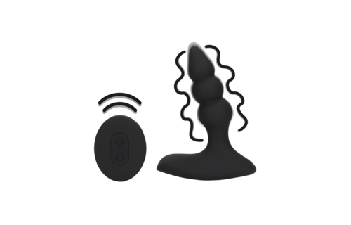 Beaded Vibrerende Anale Plug 3,6 cm - Afstandsbediening Zwart