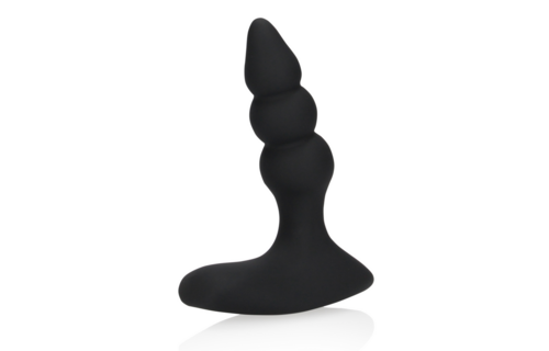 Beaded Vibrating Anal Plug 3.6 cm - Remote Control Black