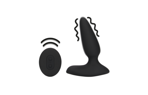 Glatter vibrierender Analplug 3,4 cm mit Fernbedienung – Schwarz