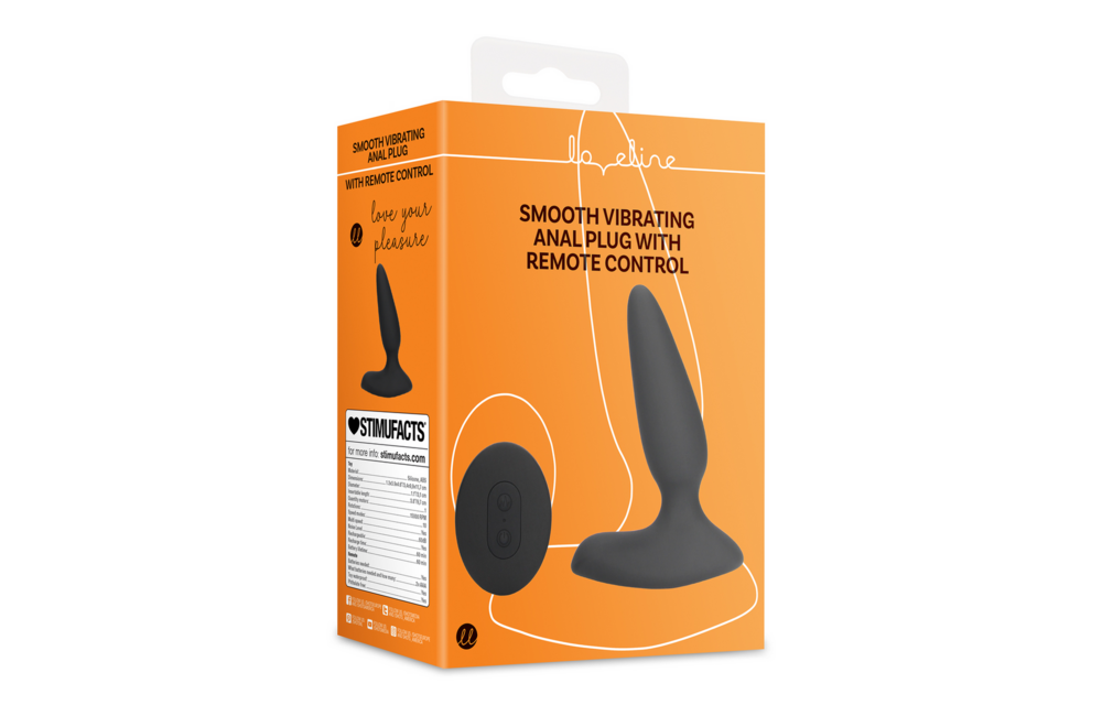 Glatter vibrierender Analplug 3,4 cm mit Fernbedienung – Schwarz