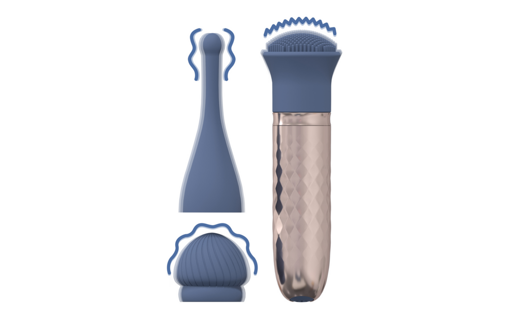 Thrill Interchangeable Vibrator Blue - Powerful & Quiet