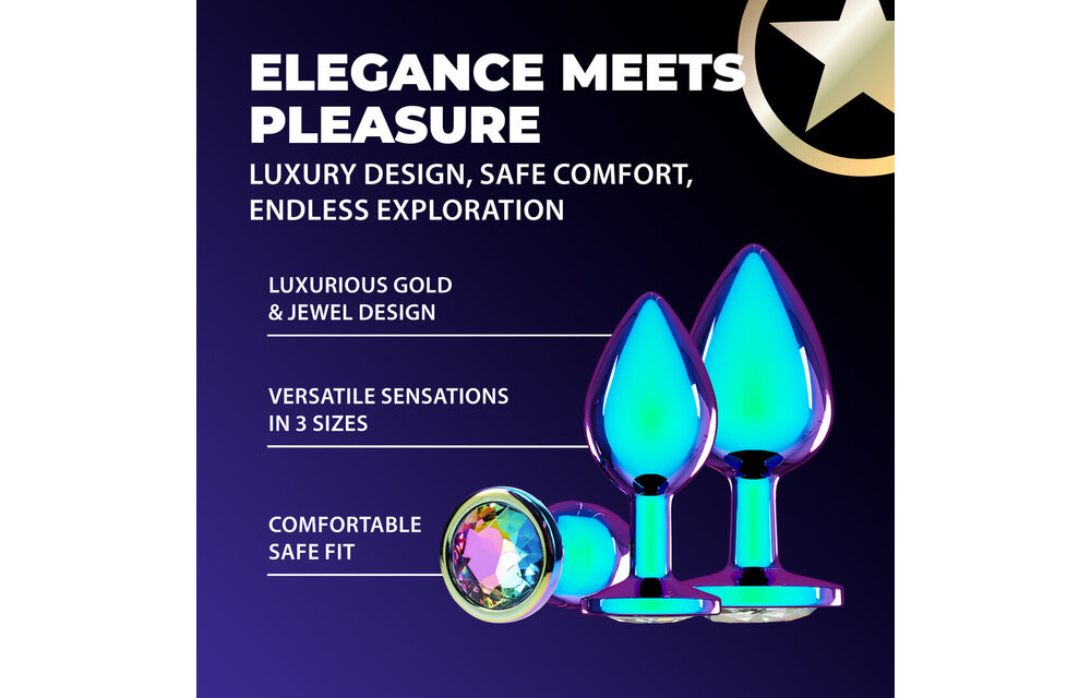 Venice Collection Metal Anal Plug Set 3.4 cm Iridescent