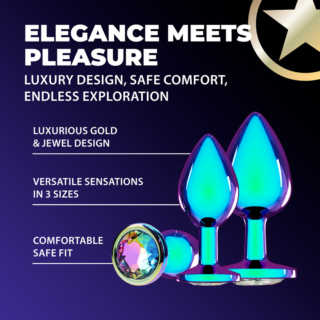 Venice Kollektion Metall-Analplug-Set 3,4 cm Irisierend