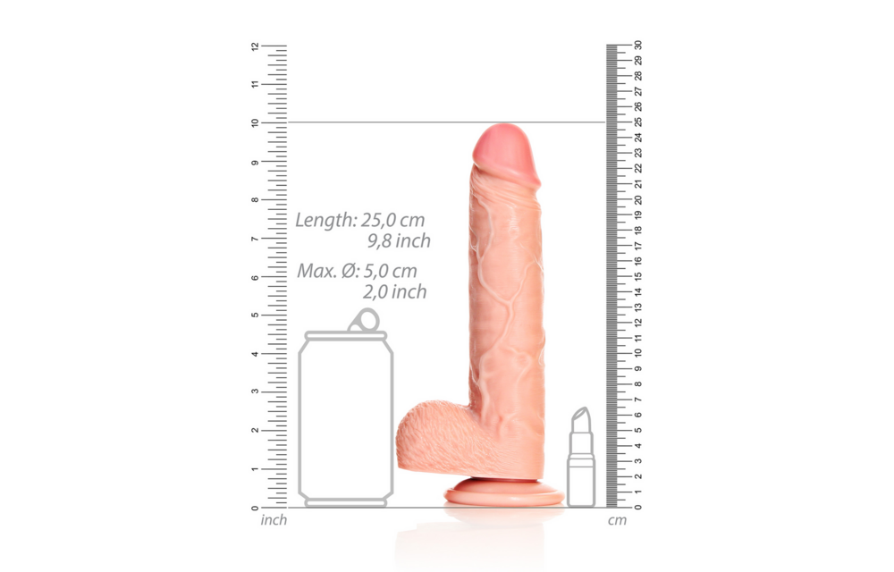 Rechtdoor Realistische Dildo met Ballen en Zuignap - 9 / 23 cm