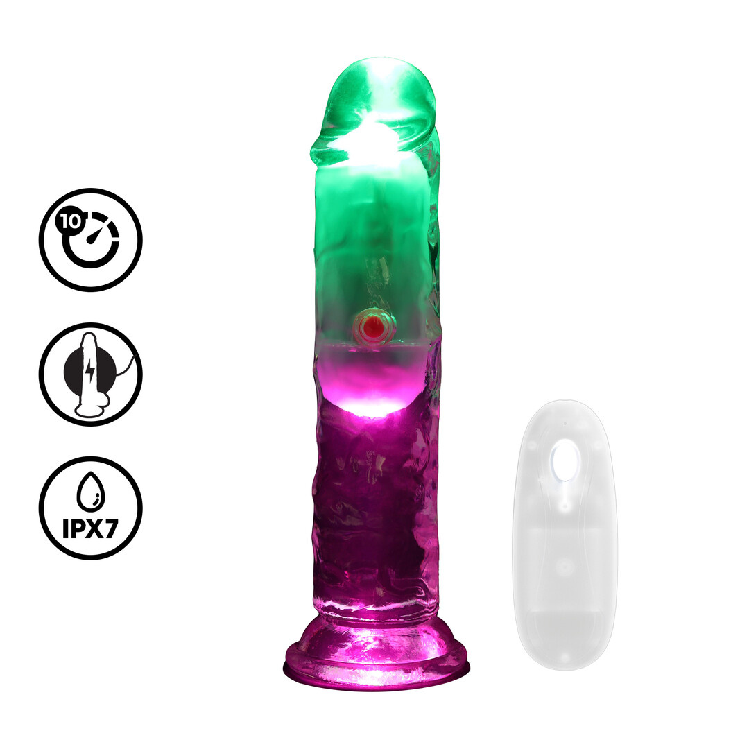 LED-vibrierender gerader Penis 16,5 cm transparent RealRock