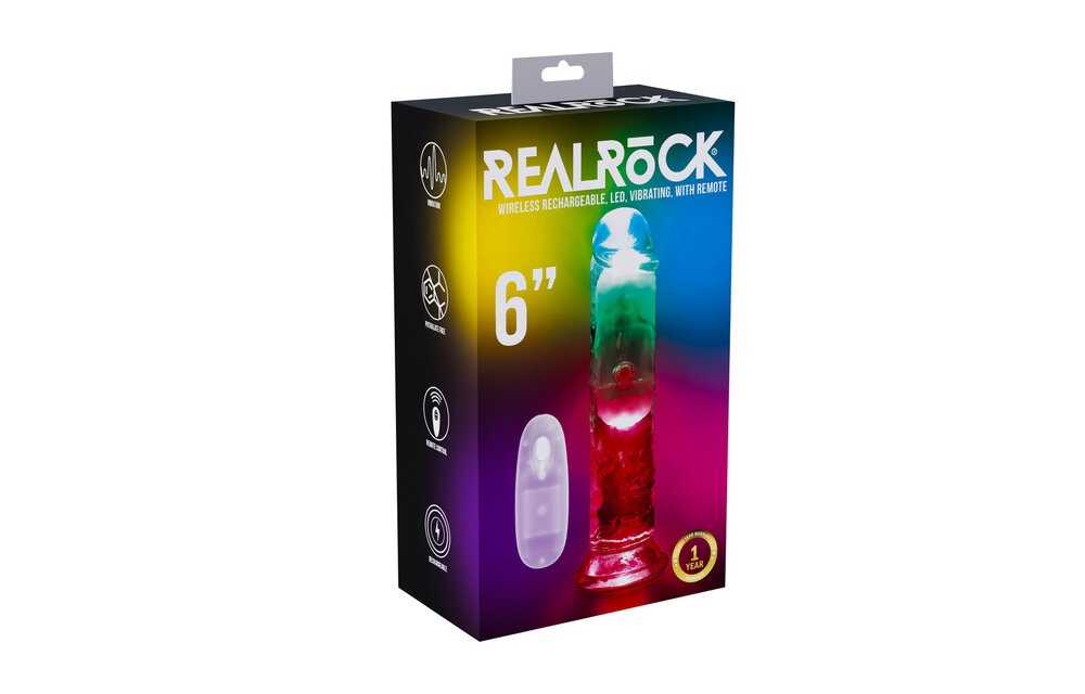 LED Vibrerende Rechte Penis 16,5 cm Transparant RealRock