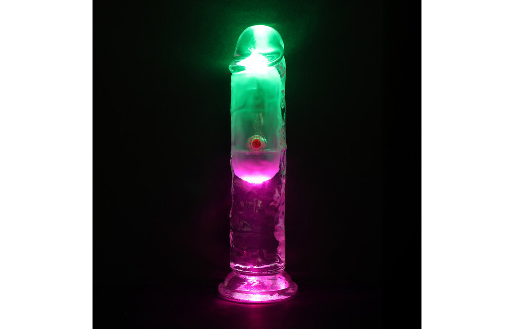 LED-vibrierender gerader Penis 16,5 cm transparent RealRock