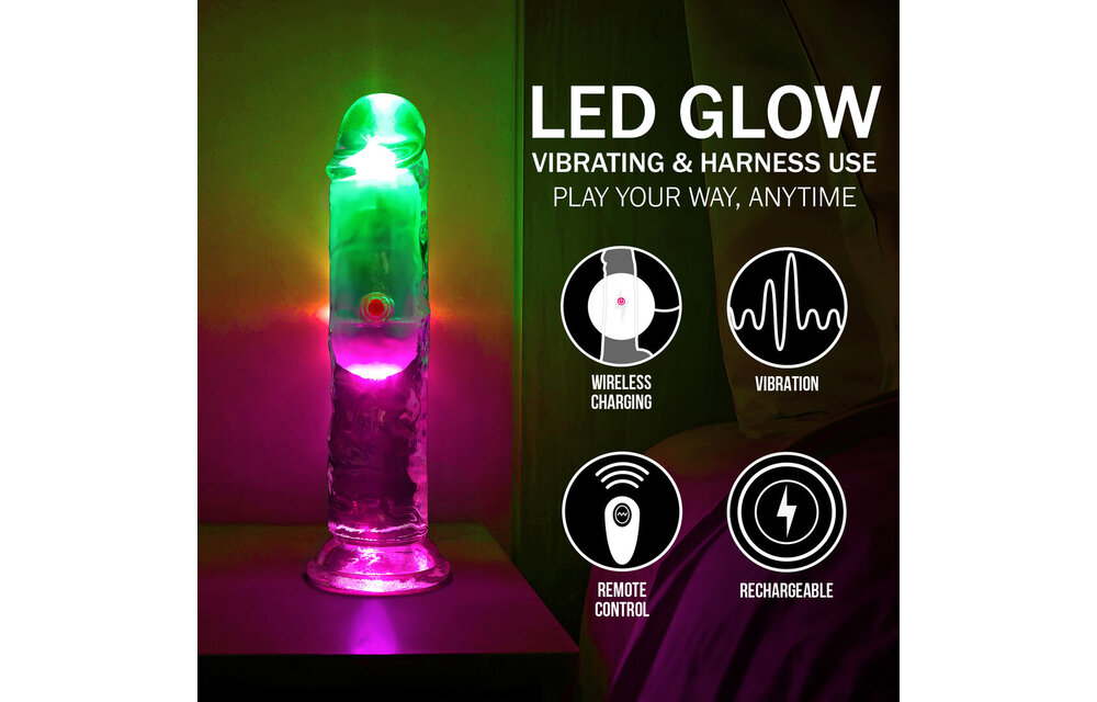 LED-vibrierender gerader Penis 16,5 cm transparent RealRock