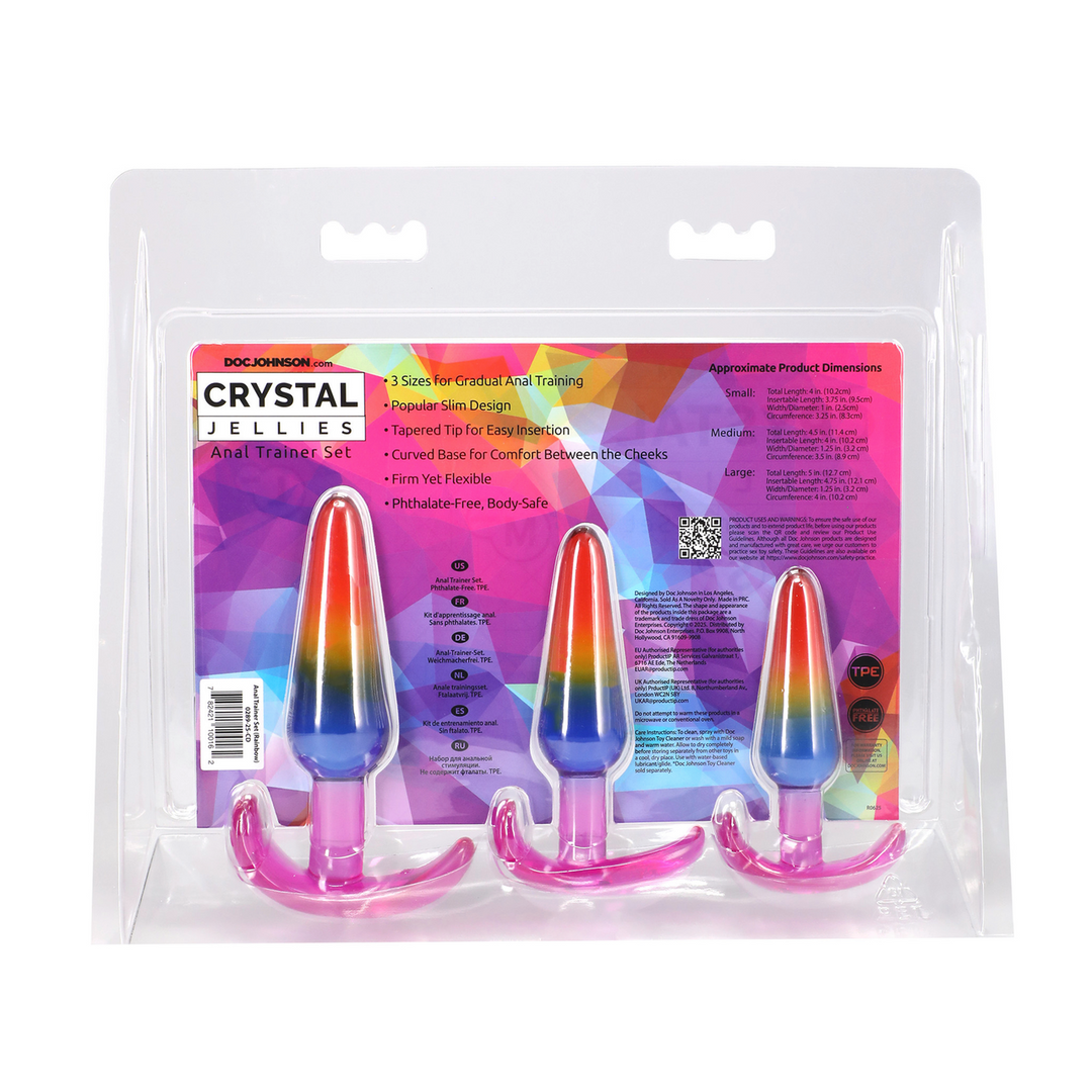 Anal Trainer Set Rainbow 9.9 cm | S/M/L Crystal Jellies