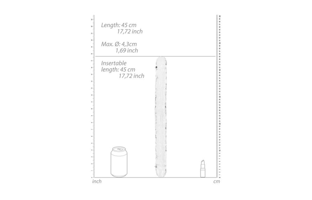 Realistische Dubbele Dildo 45x4,4 cm – Ultiem Genot Crystal Clear