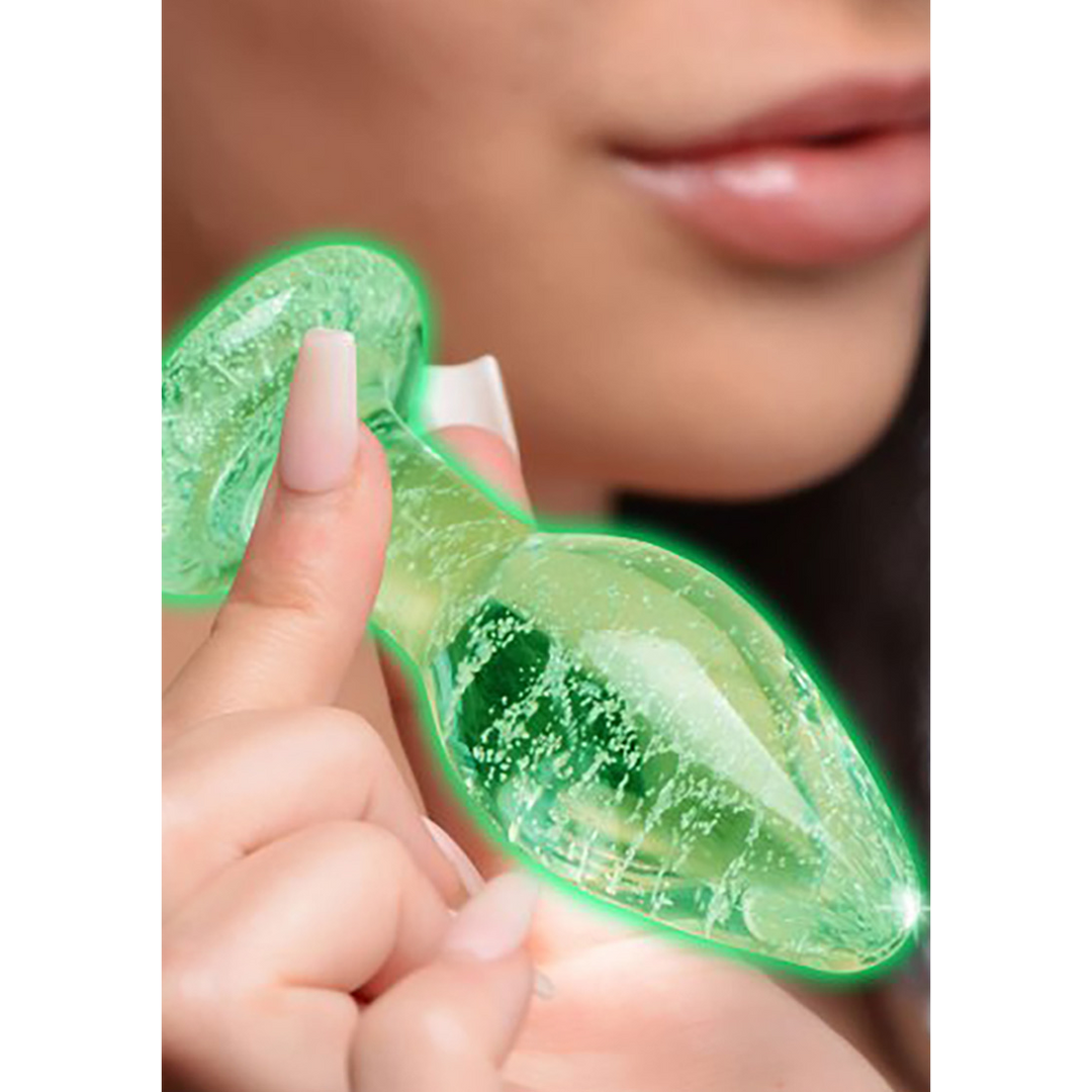 Glow-In-The-Dark Glas-Buttplug 8,8 cm – Sicher & bequem