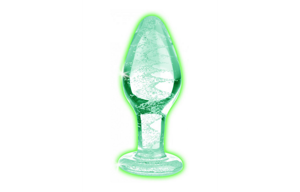 Glow-In-The-Dark Glas-Buttplug 8,8 cm – Sicher & bequem