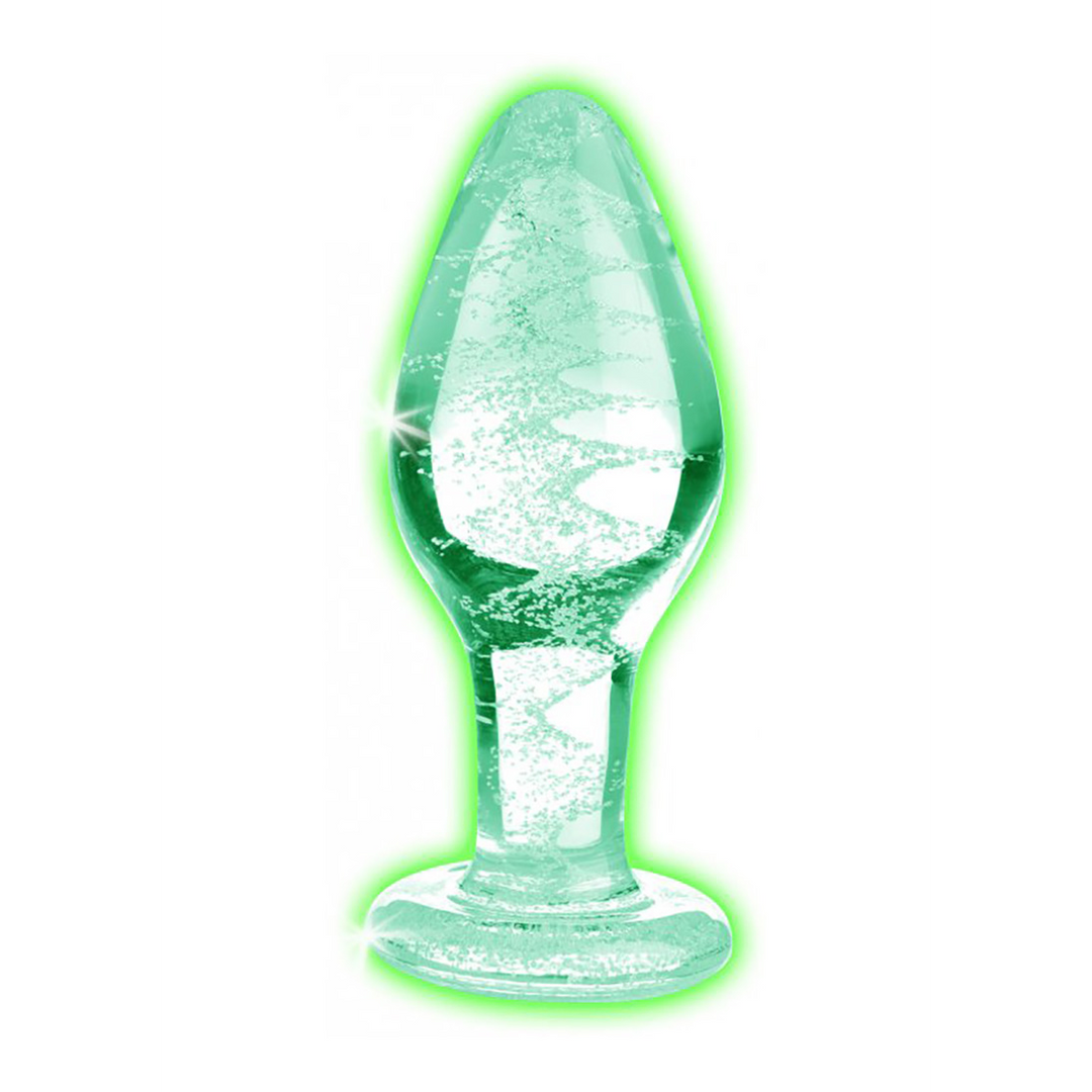 Glow-In-The-Dark Glas-Buttplug 8,8 cm – Sicher & bequem