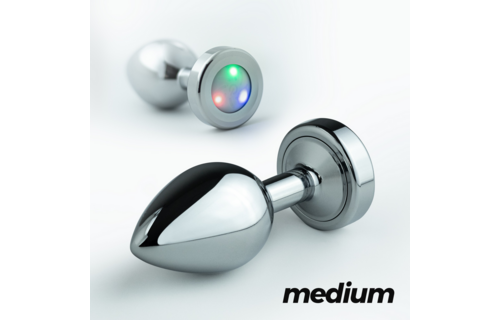 Borealis - Metal Anal Plug with LED RGB - Medium - Silver