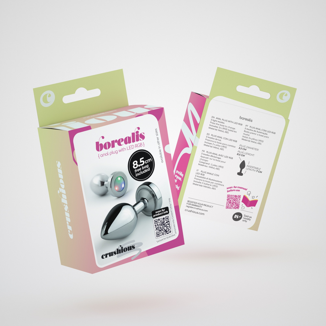 Borealis - Metal Anal Plug with LED RGB - Medium - Silver