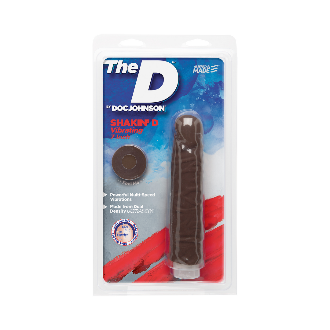 Shakin' D ULTRASKYN Dildo 17.8 cm Chocolate – Realistic & Vibrating