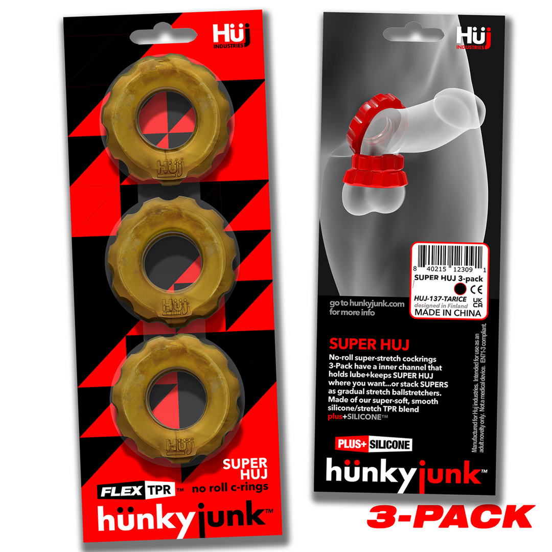 Super Huj - 3er-Pack Dehnbare Cockringe - Bronze Metallic