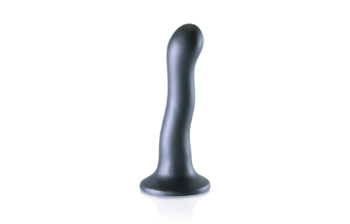 Ultra Soft Silicone Curvy G-Spot Dildo - 7'' / 17 cm - Gunmetal