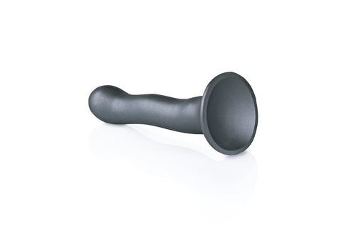 Ultraweicher, kurviger G-Punkt-Dildo 17 cm – Gunmetal-Silikon