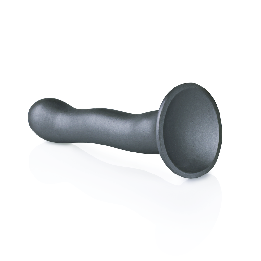 Ultraweicher, kurviger G-Punkt-Dildo 17 cm – Gunmetal-Silikon