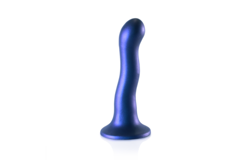 Ultra Soft Silicone Curvy G-Spot Dildo - 7'' / 17 cm - Metallic Blue