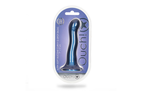 Ultraweicher Curve G-Punkt-Dildo 17 cm – Metallic-Blau