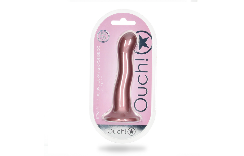 Ultra Soft Silicone Curvy G-Spot Dildo - 7'' / 17 cm - Roségold