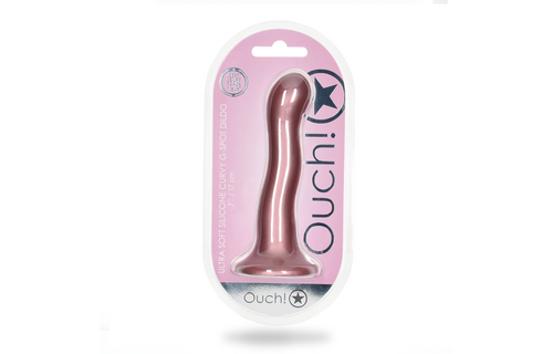 Ultra Zachte Silicone Curvy G-Spot Dildo - 7'' / 17 cm - Roségoud