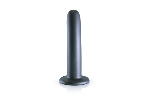 Weicher Silikon-G-Punkt-Dildo 14,5 cm – Gunmetal Schwarz