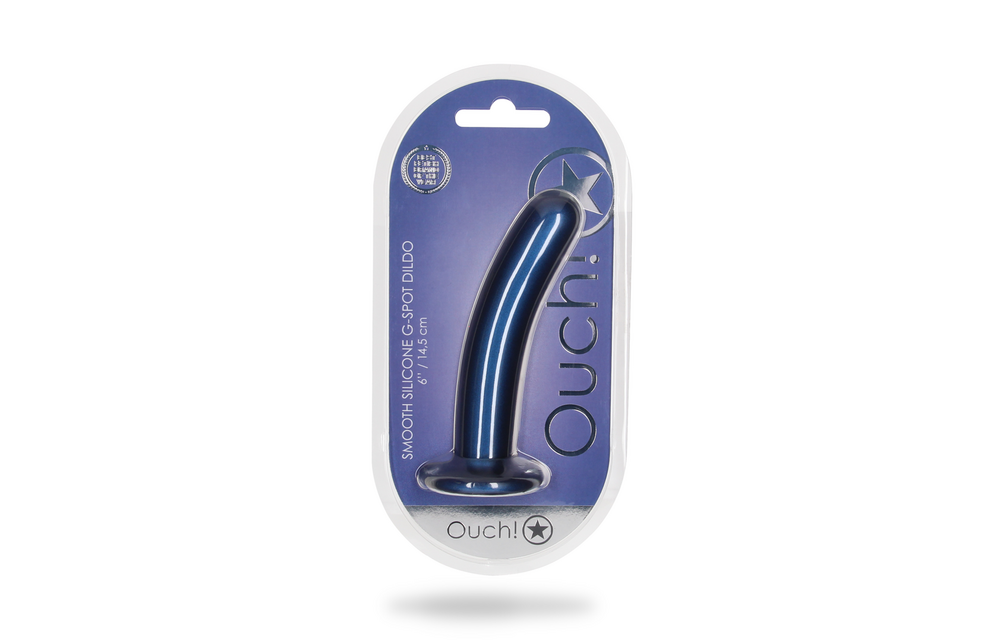 Zachte Silicone G-Spot Dildo - 6'' / 14,5 cm - Metallic Blauw