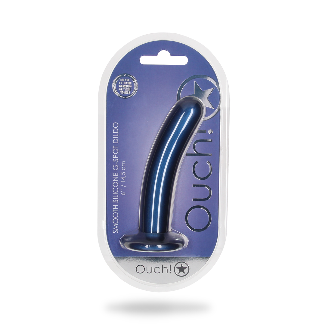 Zachte Silicone G-Spot Dildo - 6'' / 14,5 cm - Metallic Blauw