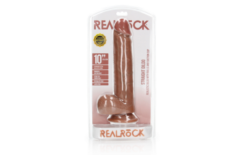 Gerader realistischer Dildo mit Ballen und Saugnapf - 10 / 25,5 cm