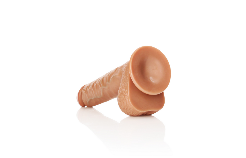 Gerader realistischer Dildo mit Ballen und Saugnapf - 10 / 25,5 cm