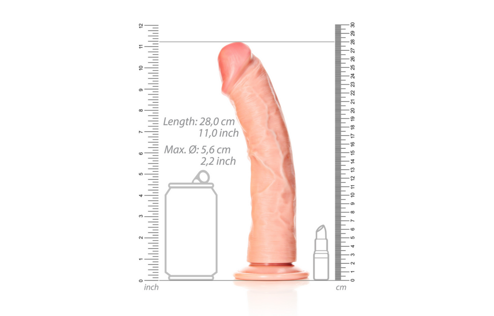 RealRock Realistische Dildo 25,5 cm met Zuignap – Gebogen