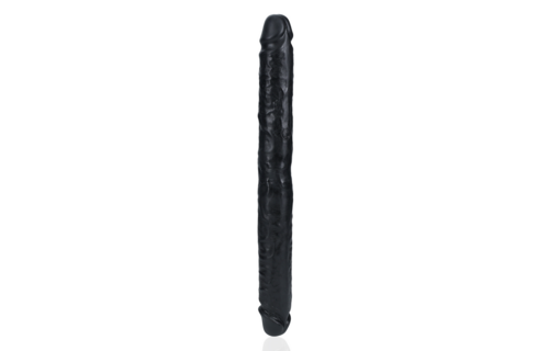 Slim Double-Sided Dildo 35.6 cm x 3.8 cm - Realistic Black