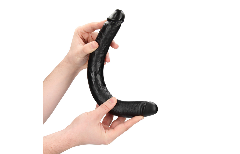 Slanke Dubbelzijdige Dildo 35,6 cm x 3,8 cm - Realistisch Zwart