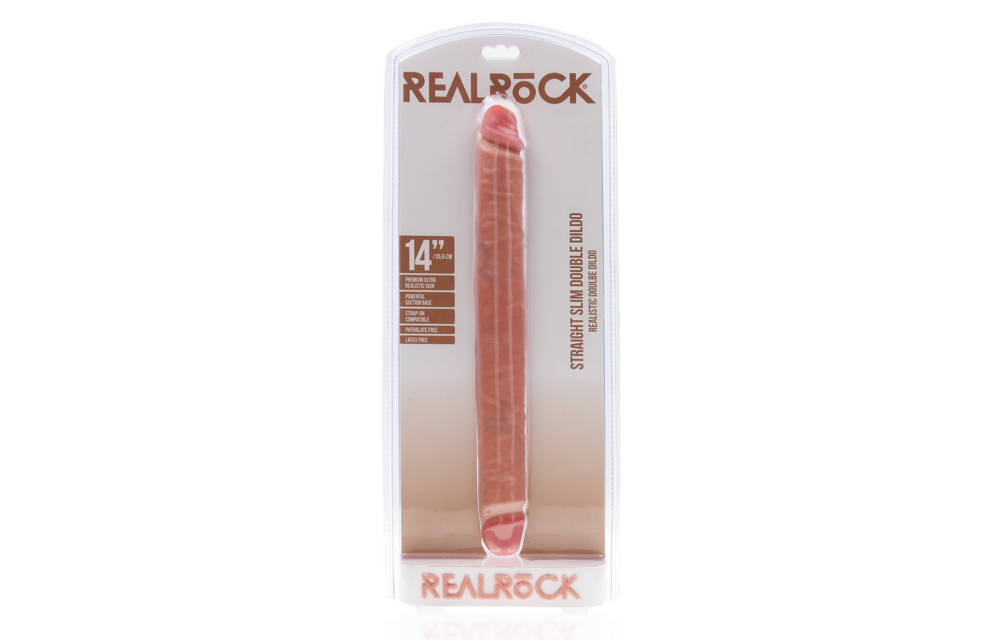 Slim Double-Sided Dildo 35.6 cm | Realistic & Skin-Coloured