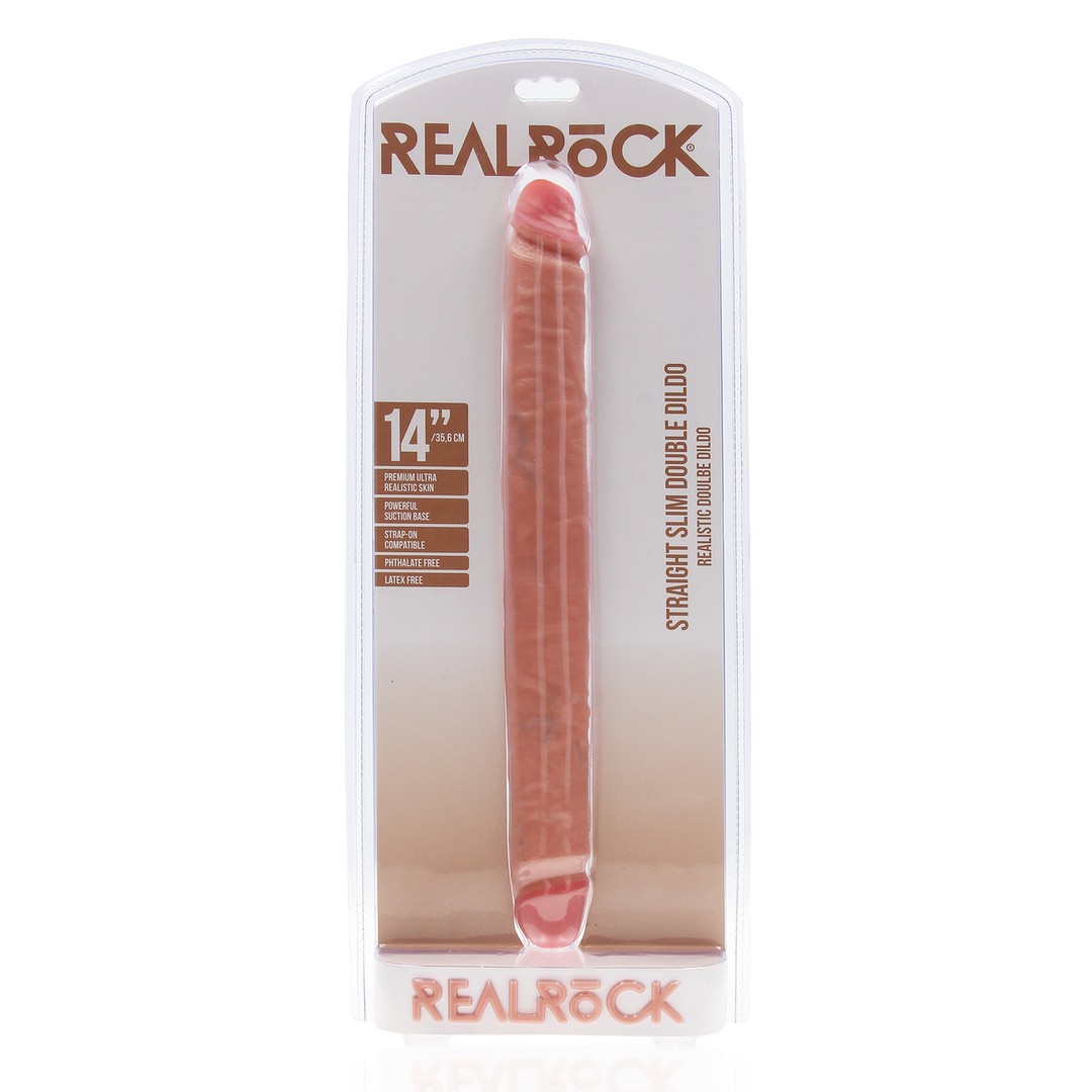 Schlanker doppelseitiger Dildo 35,6 cm | Realistisch & hautfarben