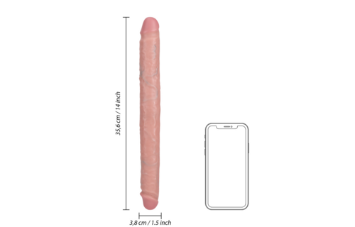 Slim Double-Sided Dildo 35.6 cm | Realistic & Skin-Coloured