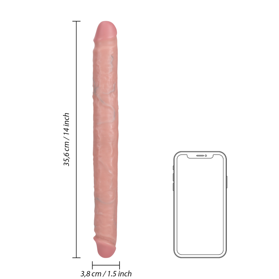 Slim Double-Sided Dildo 35.6 cm | Realistic & Skin-Coloured