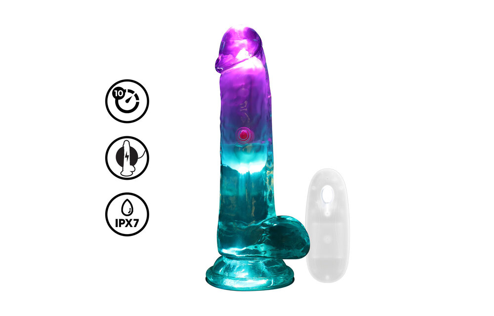 LED Vibrerende Rechte Penis Met Ballen 16,2 cm Transparant