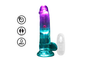 LED-vibrierender gerader Penis mit Hoden 16,2 cm transparent