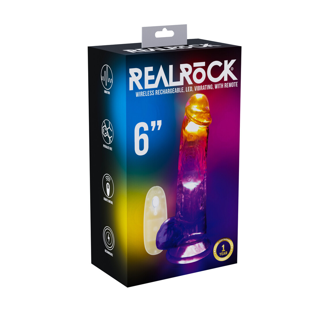 LED-vibrierender gerader Penis mit Hoden 16,2 cm transparent