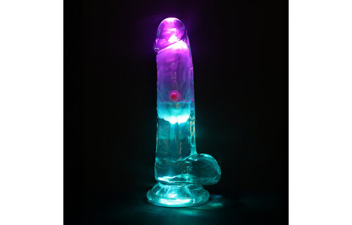 LED Vibrerende Rechte Penis Met Ballen 16,2 cm Transparant