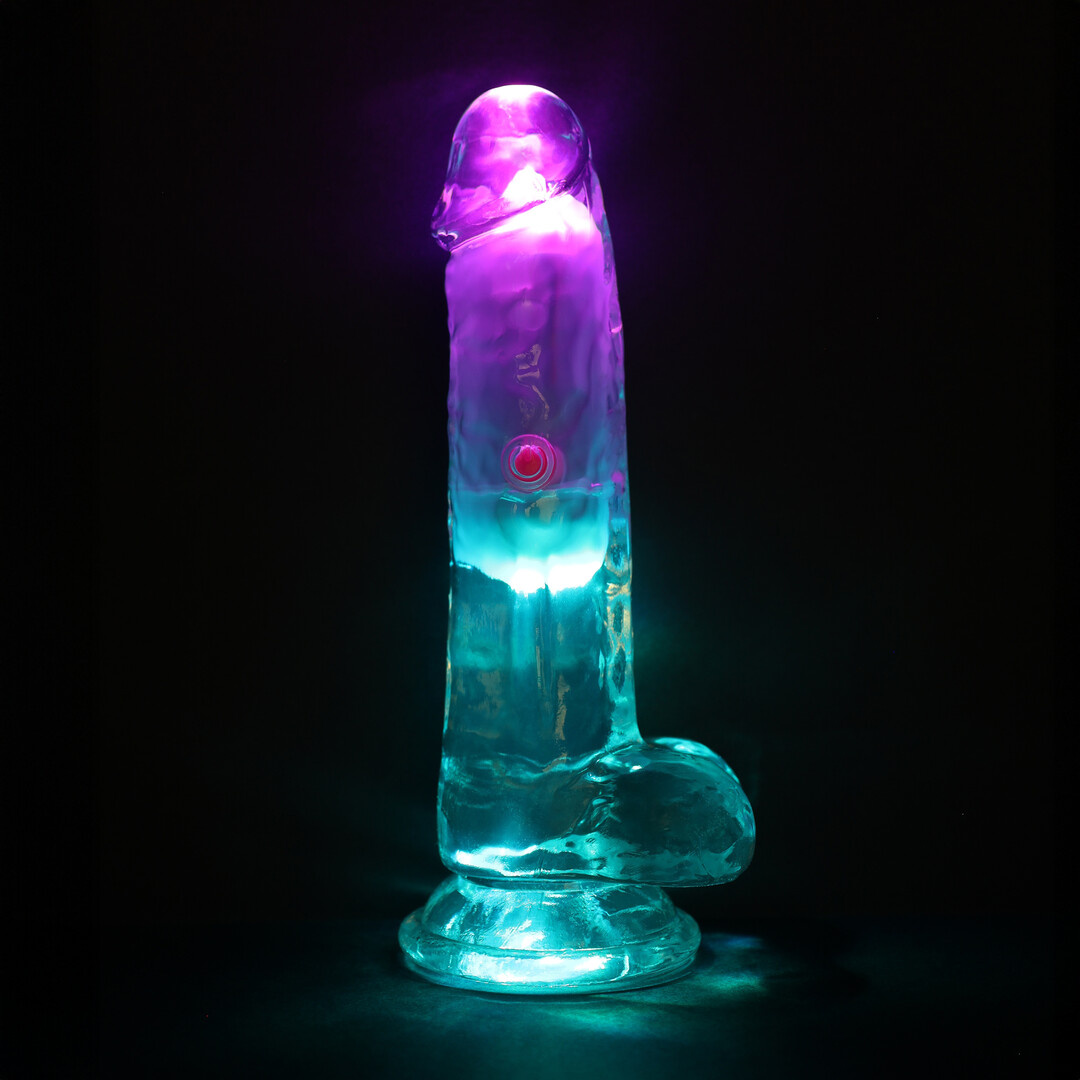 LED Vibrerende Rechte Penis Met Ballen 16,2 cm Transparant